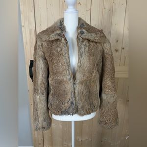 Vintage Split End Ltd Women's M Rabbit Fur Coat Cropped Natural Lined Retro